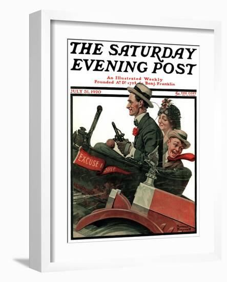 "Excuse My Dust" Saturday Evening Post Cover, July 31,1920-Norman Rockwell-Framed Giclee Print