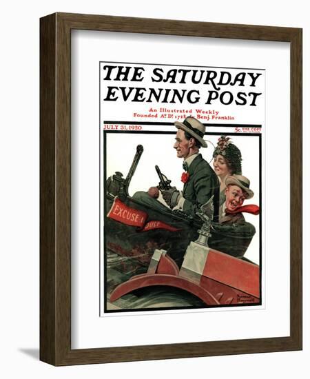 "Excuse My Dust" Saturday Evening Post Cover, July 31,1920-Norman Rockwell-Framed Giclee Print