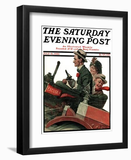 "Excuse My Dust" Saturday Evening Post Cover, July 31,1920-Norman Rockwell-Framed Giclee Print