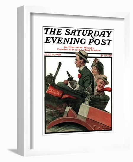 "Excuse My Dust" Saturday Evening Post Cover, July 31,1920-Norman Rockwell-Framed Giclee Print