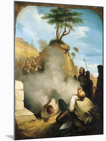Execution by Firing Squad of the Bandiera Brothers in Cosenza July 25, 1844-Camillo Costa-Mounted Giclee Print