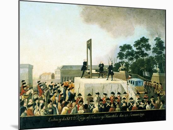 Execution by Guillotine of Louis XVI of France, Paris, 21 January 1793 (1790)-null-Mounted Giclee Print