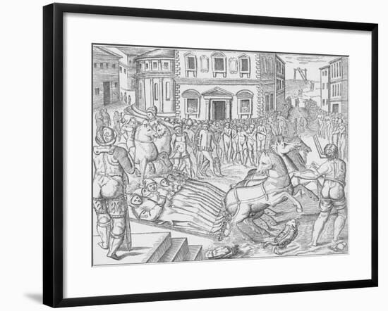 Execution of three Carthusian martyrs, Tyburn, London, 1535 (1904)-Nicolas Beatrizet-Framed Giclee Print