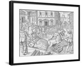 Execution of three Carthusian martyrs, Tyburn, London, 1535 (1904)-Nicolas Beatrizet-Framed Giclee Print