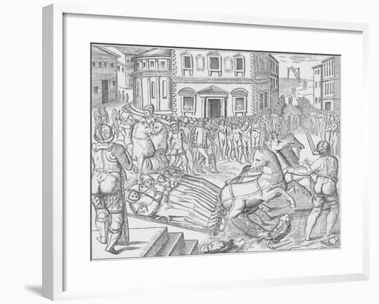 Execution of three Carthusian martyrs, Tyburn, London, 1535 (1904)-Nicolas Beatrizet-Framed Giclee Print