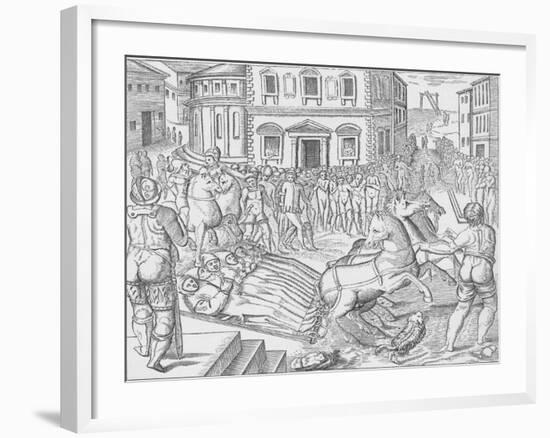 Execution of three Carthusian martyrs, Tyburn, London, 1535 (1904)-Nicolas Beatrizet-Framed Giclee Print