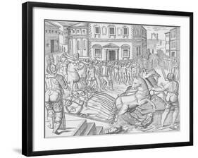 Execution of three Carthusian martyrs, Tyburn, London, 1535 (1904)-Nicolas Beatrizet-Framed Giclee Print