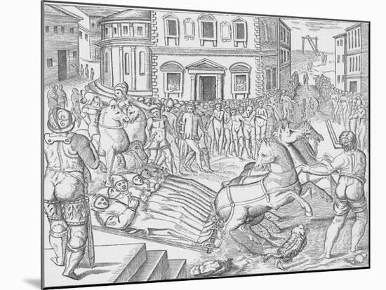 Execution of three Carthusian martyrs, Tyburn, London, 1535 (1904)-Nicolas Beatrizet-Mounted Giclee Print