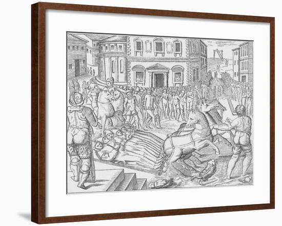 Execution of three Carthusian martyrs, Tyburn, London, 1535 (1904)-Nicolas Beatrizet-Framed Giclee Print