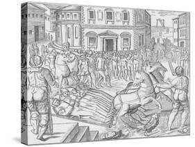 Execution of three Carthusian martyrs, Tyburn, London, 1535 (1904)-Nicolas Beatrizet-Stretched Canvas