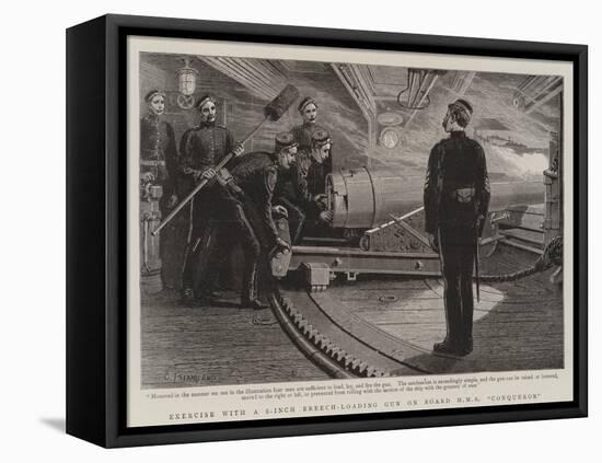 Exercise with a 6-Inch Breech-Loading Gun on Board HMS Conqueror-Charles Joseph Staniland-Framed Stretched Canvas