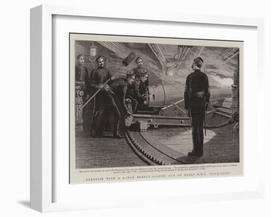 Exercise with a 6-Inch Breech-Loading Gun on Board HMS Conqueror-Charles Joseph Staniland-Framed Giclee Print