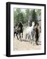 Exercising Some Trotting Champion Mares at Woodburn Farm, Kentucky, 1890s-null-Framed Giclee Print