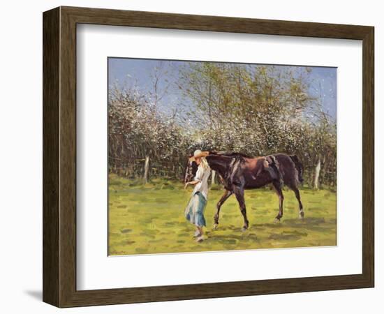 Exercising the Horse,-Edward Dawson-Framed Giclee Print