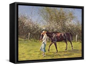 Exercising the Horse,-Edward Dawson-Framed Stretched Canvas