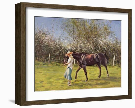 Exercising the Horse,-Edward Dawson-Framed Giclee Print