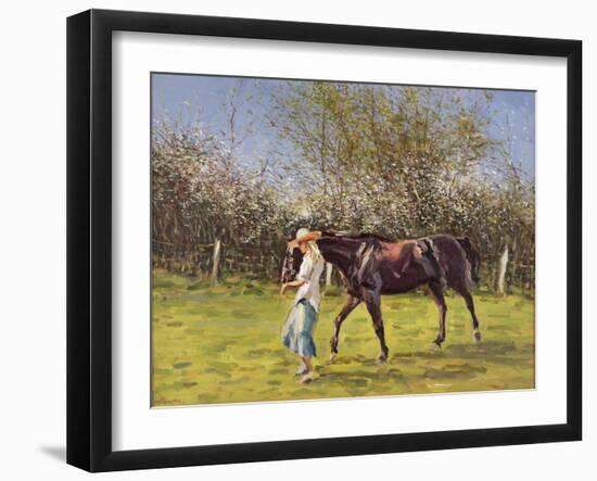 Exercising the Horse,-Edward Dawson-Framed Giclee Print