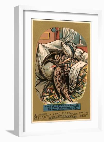 Exhausted Owl in Bed-null-Framed Art Print