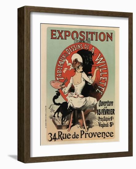 Exhibition of Painting and Drawings-Jules Chéret-Framed Art Print