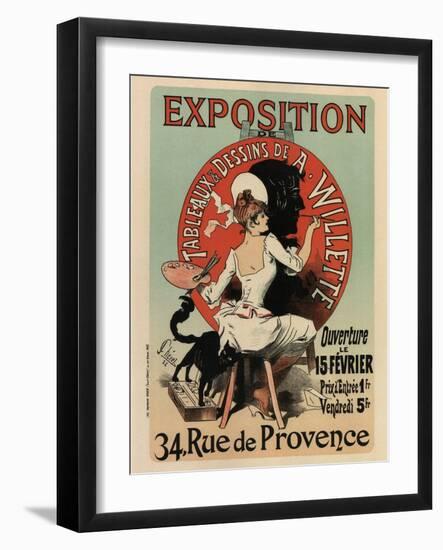 Exhibition of Painting and Drawings-Jules Chéret-Framed Art Print