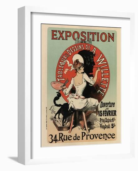 Exhibition of Painting and Drawings-Jules Chéret-Framed Art Print
