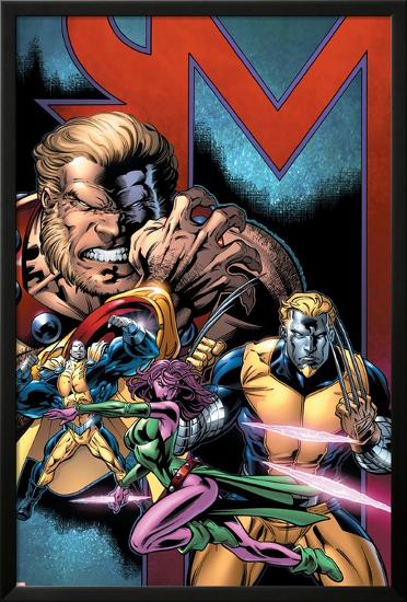Exiles No.69 Cover: Sabretooth, Blink, Mimic, Morph and Exiles-Paul Pelletier-Lamina Framed Poster