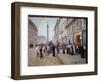 Exit of the Workers from the Paquin House Rue De La Paix (Place Vendome with the Column). Painting-Jean Beraud-Framed Giclee Print