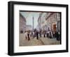 Exit of the Workers from the Paquin House Rue De La Paix (Place Vendome with the Column). Painting-Jean Beraud-Framed Giclee Print