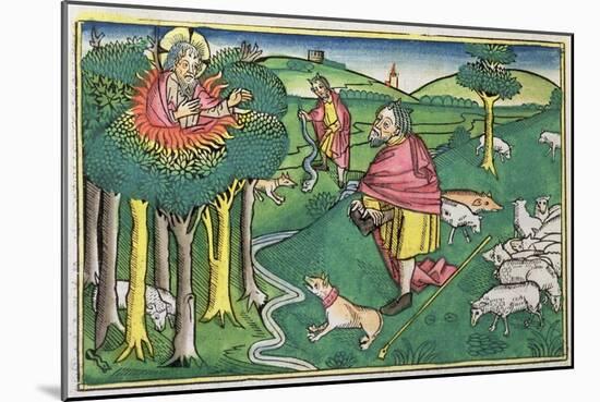 Exodus 3:1-22 and 4:1-4: the burning bush amd God arming Moses with the miraculous rod-Unknown-Mounted Giclee Print