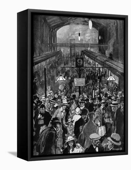 Exodus of Germans at Liverpool Street Station, WW1-Steven Spurrier-Framed Stretched Canvas