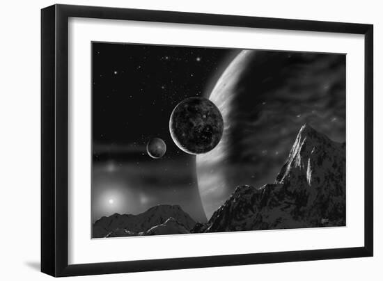 Exoplanet - Noir-David A Hardy-Framed Giclee Print