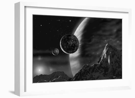 Exoplanet - Noir-David A Hardy-Framed Giclee Print