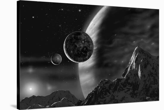 Exoplanet - Noir-David A Hardy-Framed Stretched Canvas