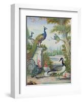 Exotic Birds and Domestic Fowl in a Picturesque Park, Early 18th Century-Jakob Bogdany-Framed Giclee Print