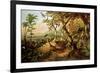 Exotic Birds and Insects Among Trees and Foliage in a Mountainous River Landscape-Philip Reinagle-Framed Giclee Print