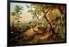 Exotic Birds and Insects Among Trees and Foliage in a Mountainous River Landscape-Philip Reinagle-Framed Giclee Print