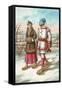 Exotic Couple on Snow Shoes-null-Framed Stretched Canvas