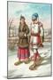 Exotic Couple on Snow Shoes-null-Mounted Art Print