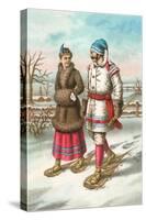 Exotic Couple on Snow Shoes-null-Stretched Canvas