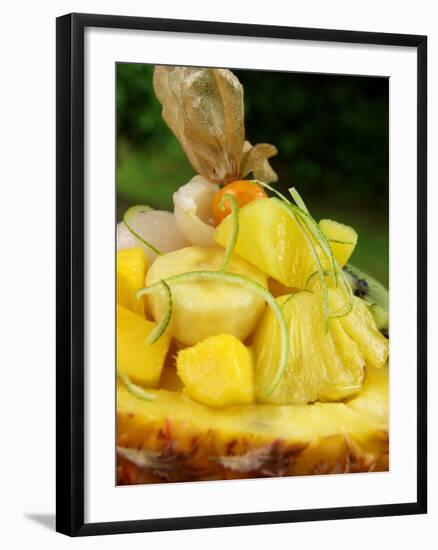 Exotic Fruit Salad with Lime Zest in Half a Pineapple-Foodcollection-Framed Photographic Print