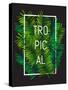 Exotic Palm Leaves with Slogan and White Thin Frame. Tropical Hawaii Background Perfect for T-Shirt-Nikelser-Stretched Canvas