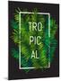 Exotic Palm Leaves with Slogan and White Thin Frame. Tropical Hawaii Background Perfect for T-Shirt-Nikelser-Mounted Art Print