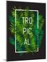 Exotic Palm Leaves with Slogan and White Thin Frame. Tropical Hawaii Background Perfect for T-Shirt-Nikelser-Mounted Art Print