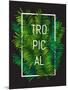Exotic Palm Leaves with Slogan and White Thin Frame. Tropical Hawaii Background Perfect for T-Shirt-Nikelser-Mounted Art Print