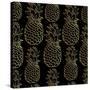 Exotic Seamless Pattern with Silhouettes Tropical Fruit Pineapples.-klepsidra-Stretched Canvas