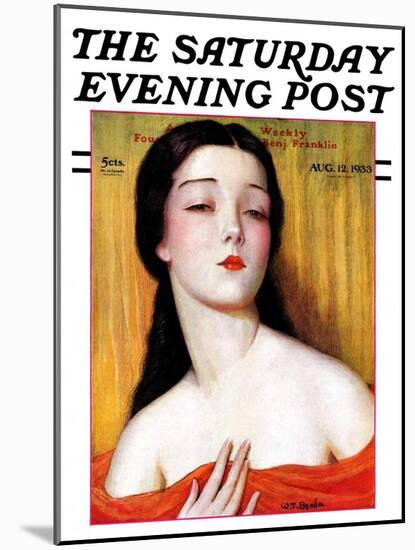 "Exotic Woman," Saturday Evening Post Cover, August 12, 1933-Wladyslaw Benda-Mounted Giclee Print