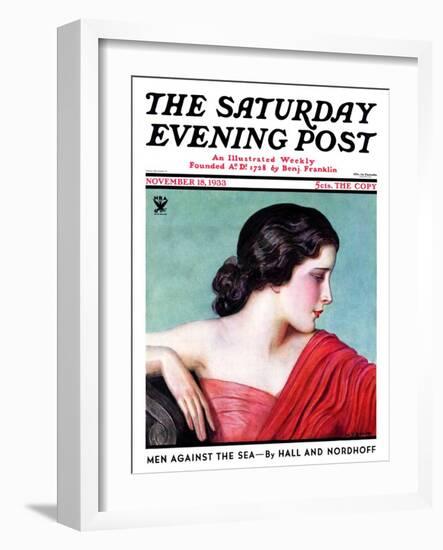 "Exotic Woman," Saturday Evening Post Cover, November 18, 1933-Wladyslaw Benda-Framed Giclee Print