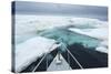 Expedition Boat and Sea Ice, Hudson Bay, Nunavut, Canada-Paul Souders-Stretched Canvas