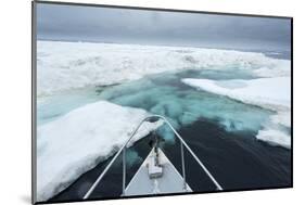 Expedition Boat and Sea Ice, Hudson Bay, Nunavut, Canada-Paul Souders-Mounted Photographic Print