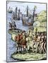 Expedition of Christopher Columbus Landing at Hispaniola, c.1492-null-Mounted Giclee Print